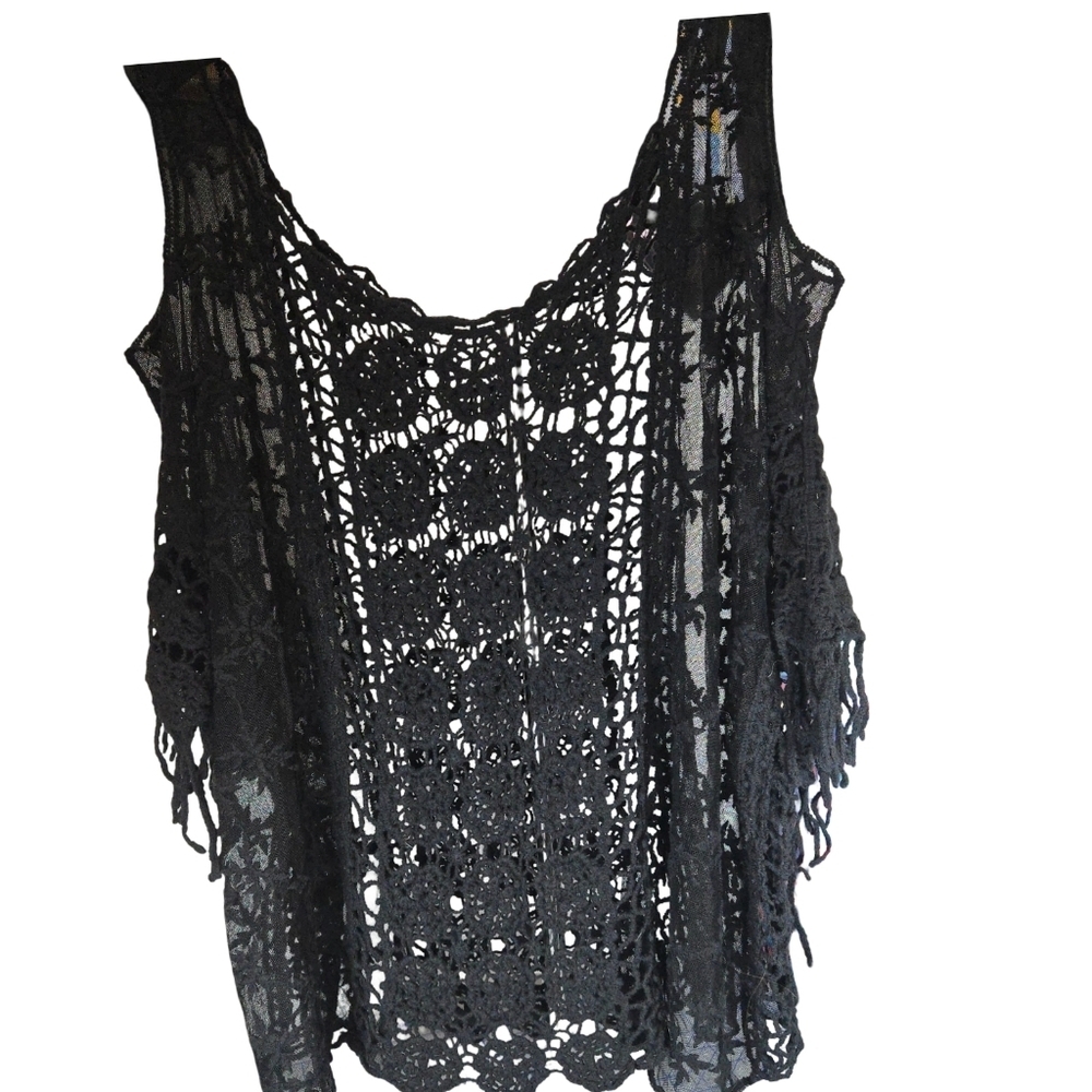 MUDD Black Crochet Lace Top SIZE L - Picture 8 of 8